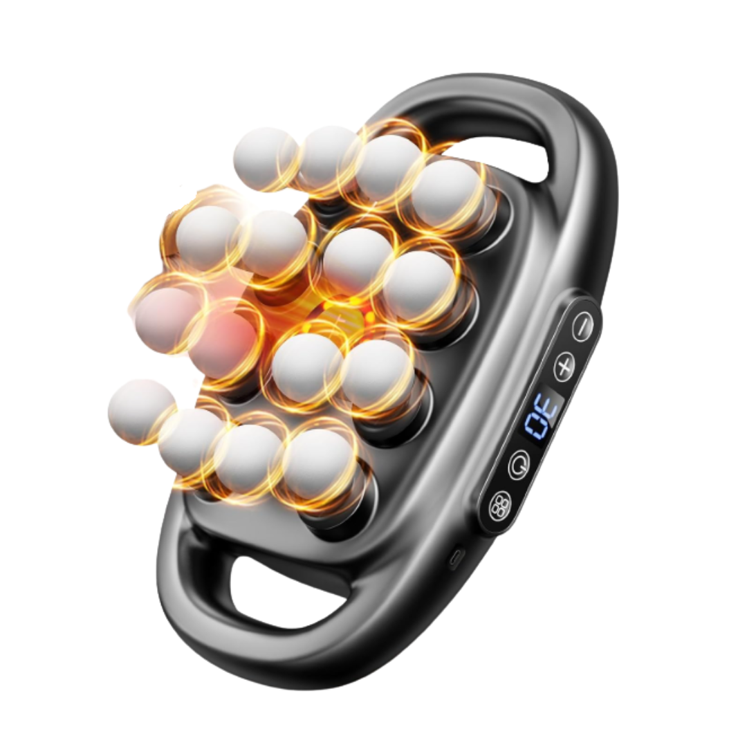 Portable Massage Cushion with Multiple Head Attachments and Rechargeable Battery