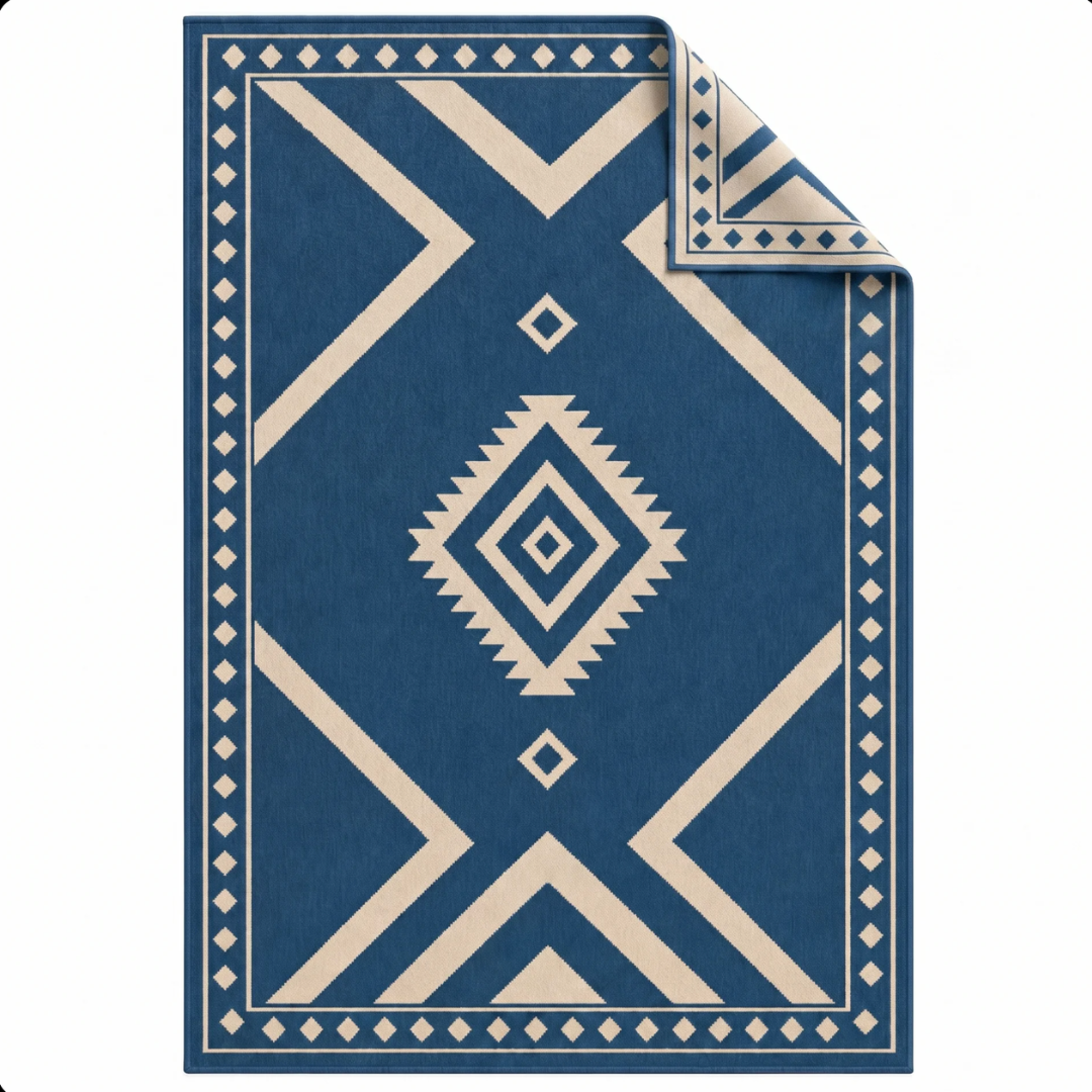 5 x 8 ft Reversible Area Rug for Outdoor Patio, Deck, Porch, RV, Camping