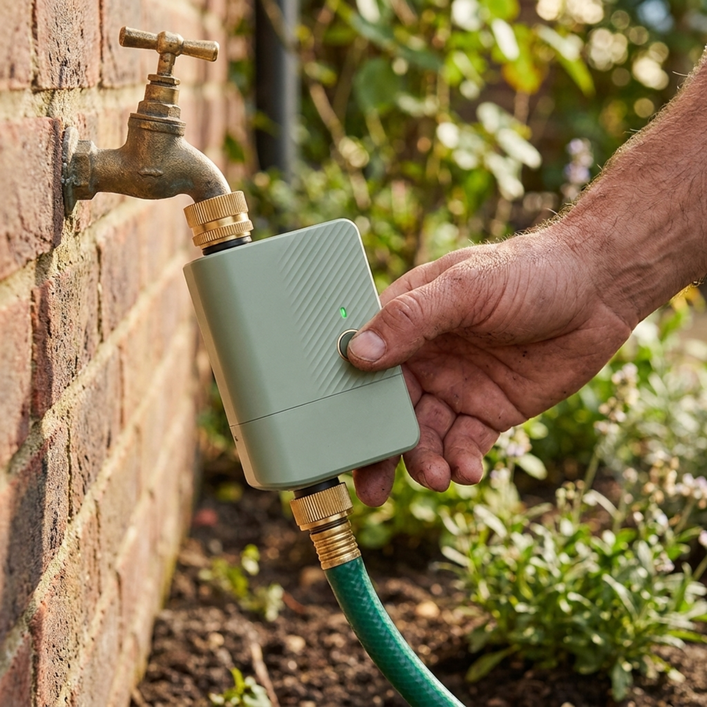 Voice-Controlled Water Hose Timer with Brass Inlet and Outlet