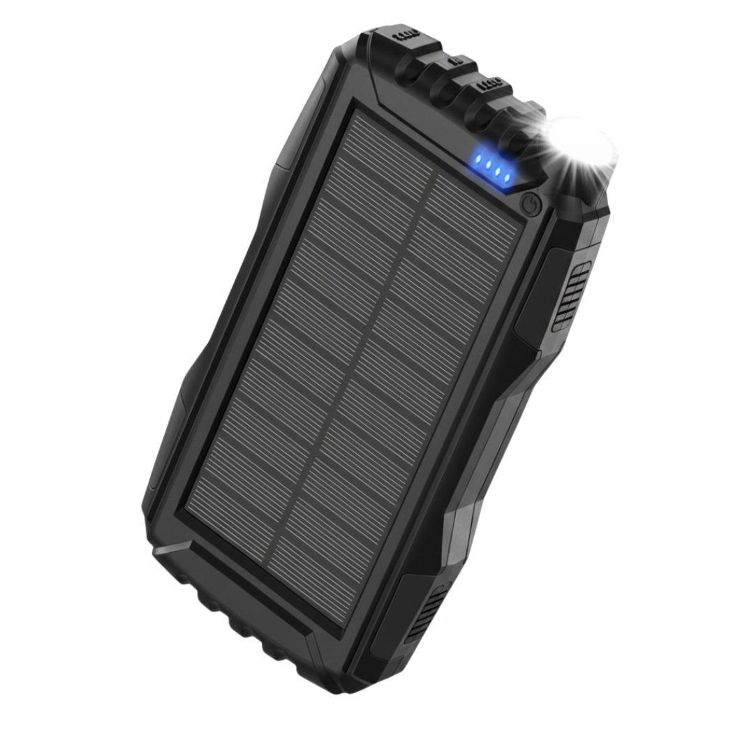 Portable Solar Charger 42800mAh Power Bank with USB Ports and Flashlight