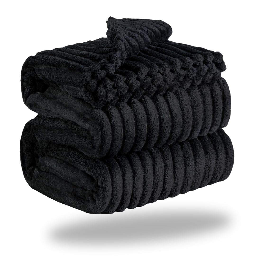 Soft Microfiber Fleece Blanket with Stripes, Machine Washable