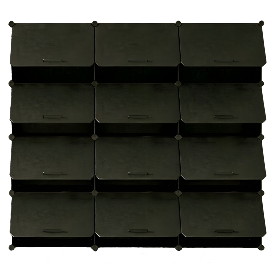 Detachable Panel Cube Shoe Organizer with Metal Structure and Tiered Design