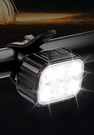 LED Bicycle Light with 4 Adjustable Brightness Settings, Rechargeable