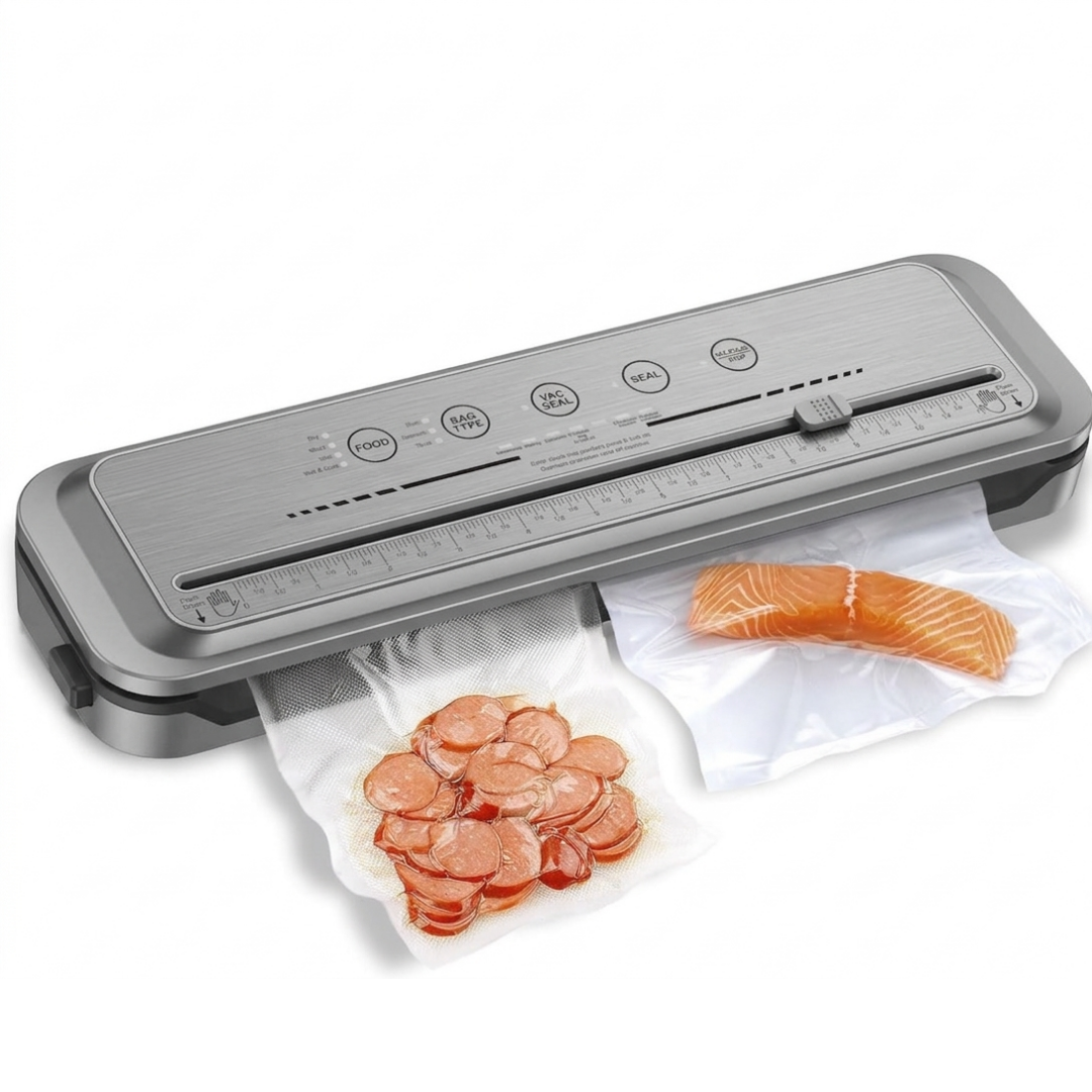 Compact Vacuum Sealer with Built-in Cutter and Multiple Modes, 80kPa