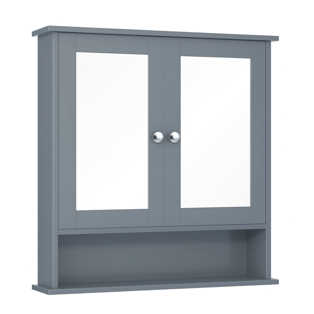 Bathroom Cabinet with Dual Mirrors and Three-Tier Storage – Wall Mounted