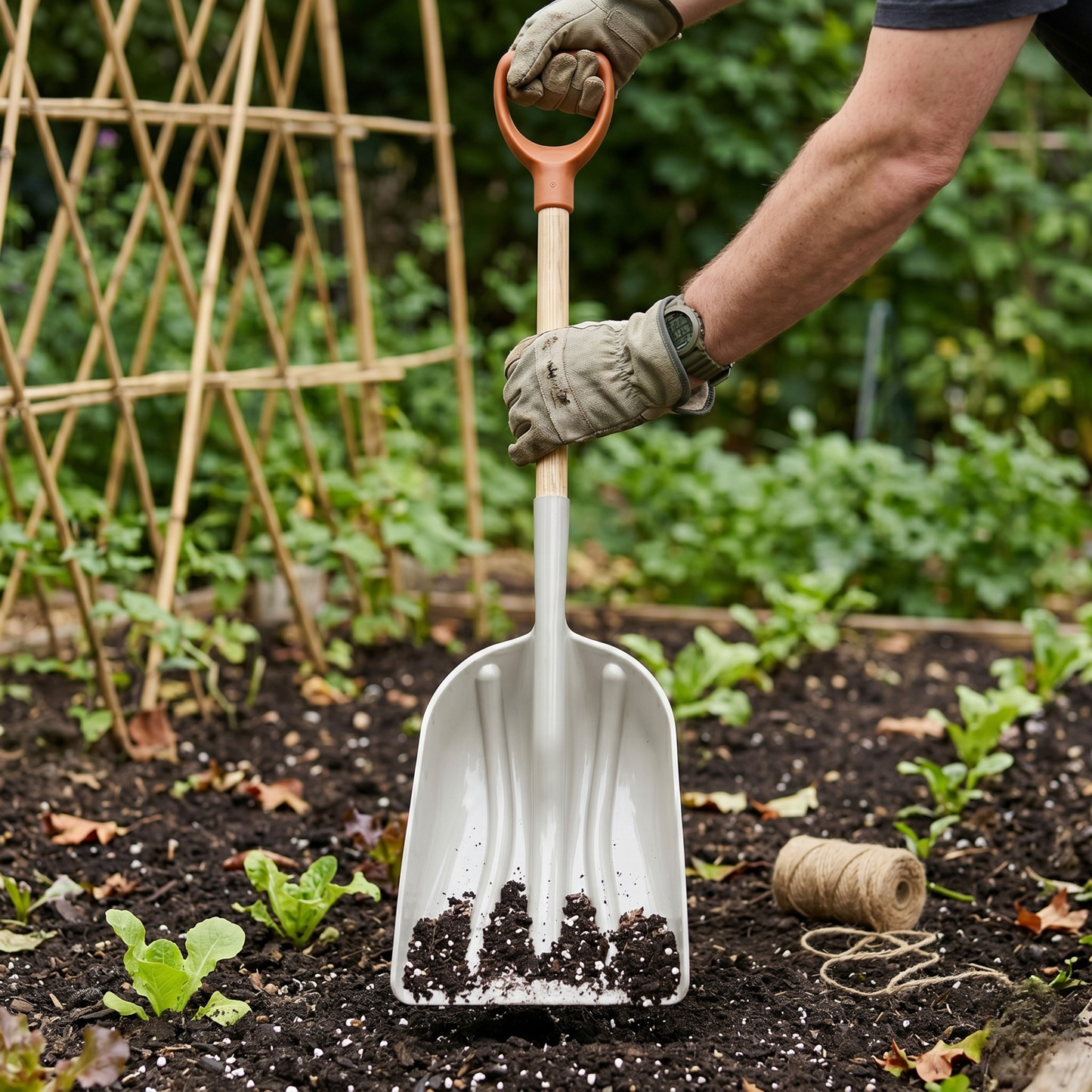 Poly Shovel with Wide Scoop and Wooden Handle for Outdoor Tasks