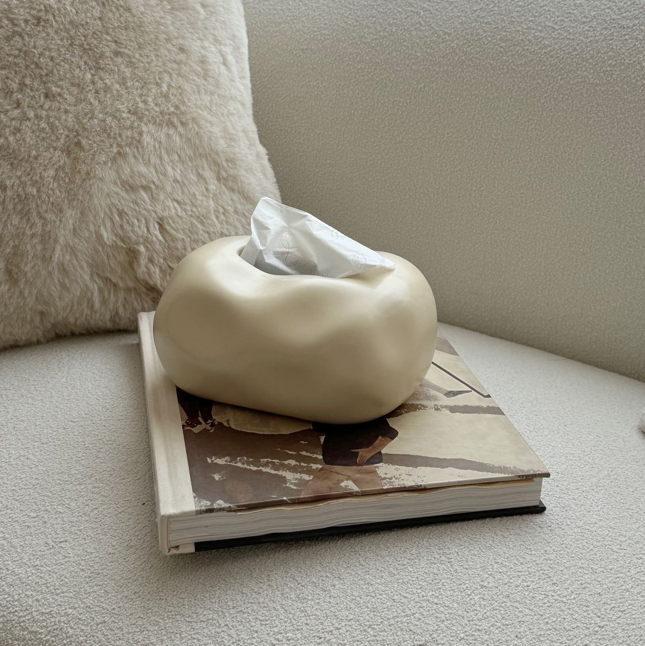 Elegant Cloud-Inspired Ceramic Tissue Organizer