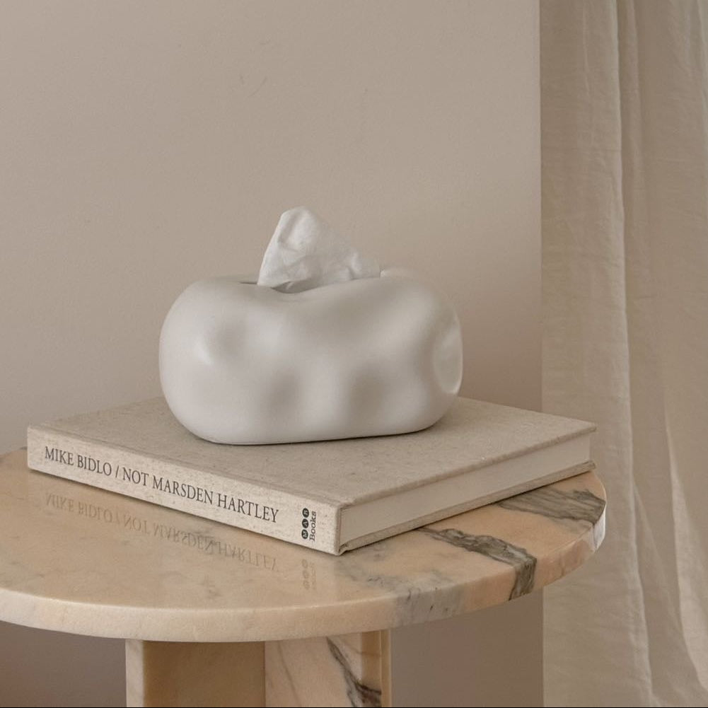 Elegant Cloud-Inspired Ceramic Tissue Organizer
