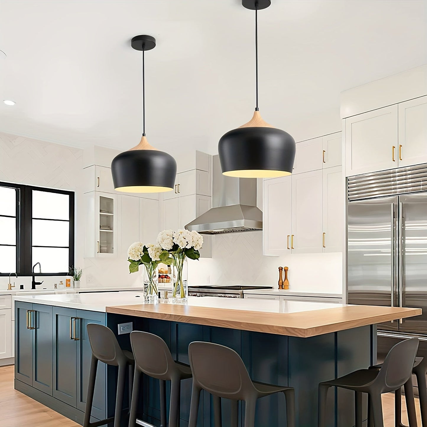 Elegant Pendant Light with Wood and Metal Finish