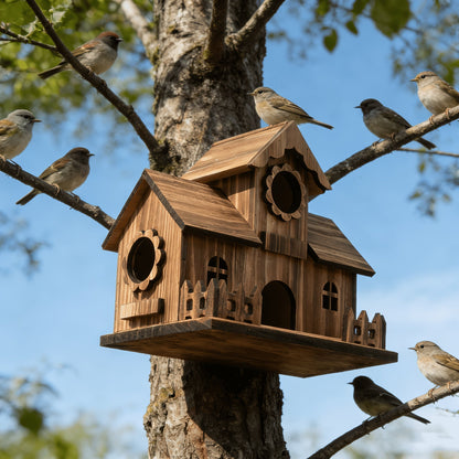 Spacious Oak Nesting Haven for Garden Birds