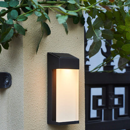 Sleek Solar Wall Light with Glass Shade in Contemporary Design