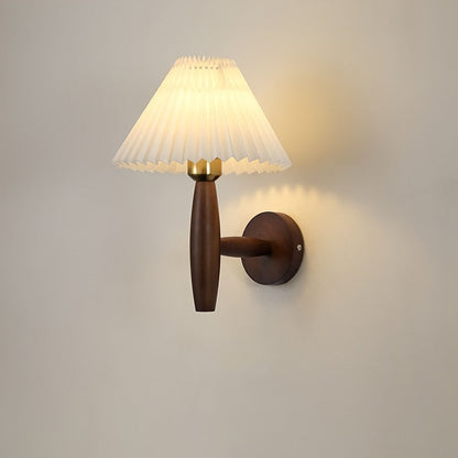 Charming Wooden Wall Light with Pleated Shade for Any Room