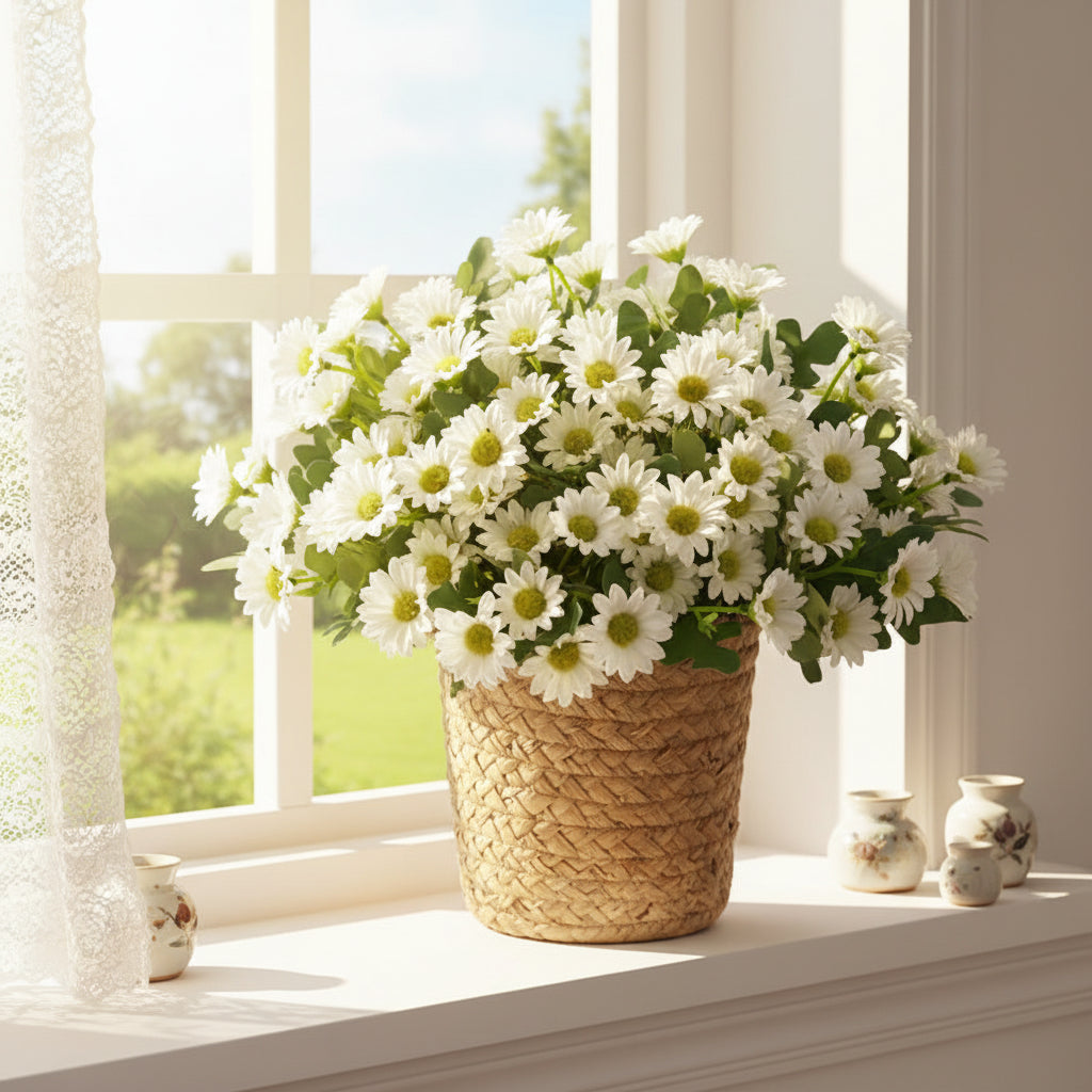 Vibrant Faux Daisy Bouquet for Effortless Home Decor