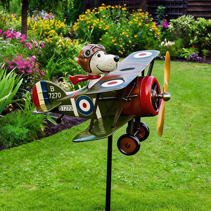 Rust-Resistant Vintage Airplane Wind Twirler for Gardens