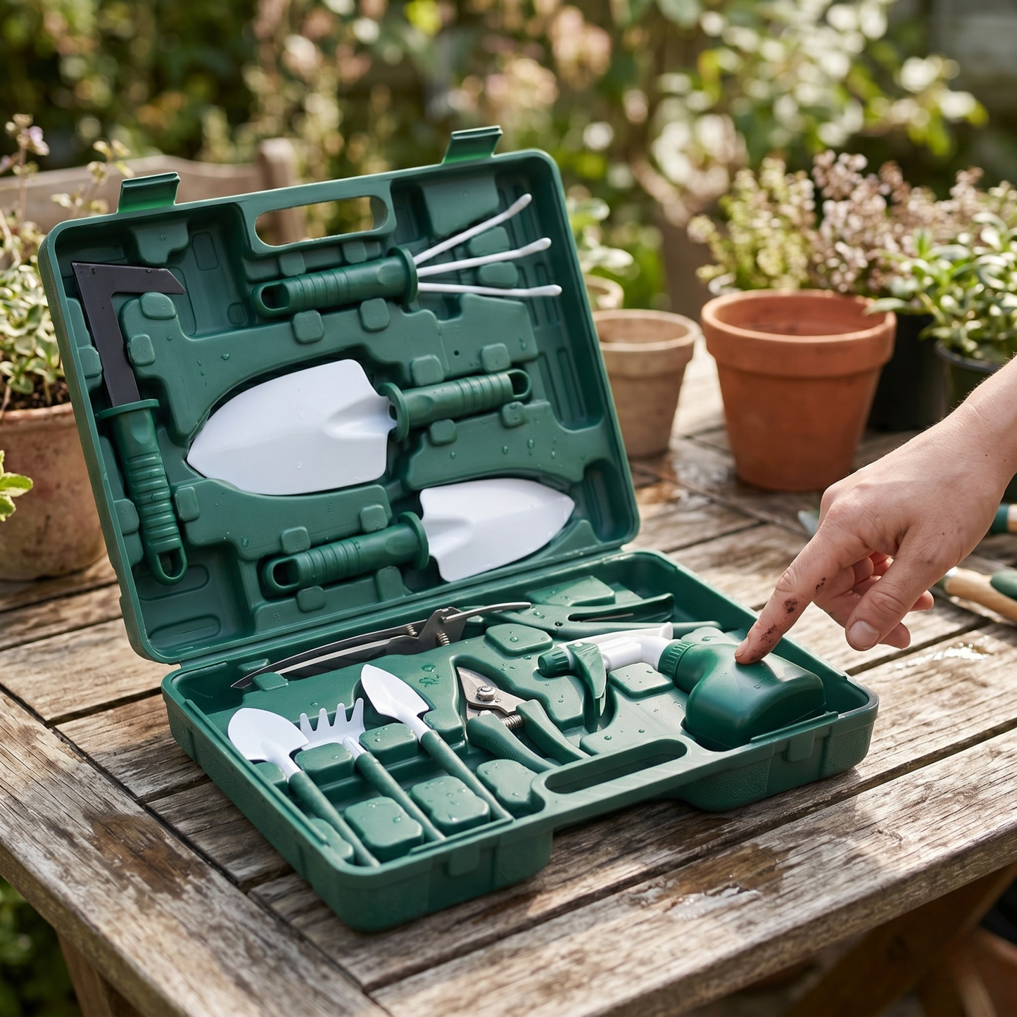 Gardening Hand Tools Set of 10 with Carrying Case for Outdoor Work