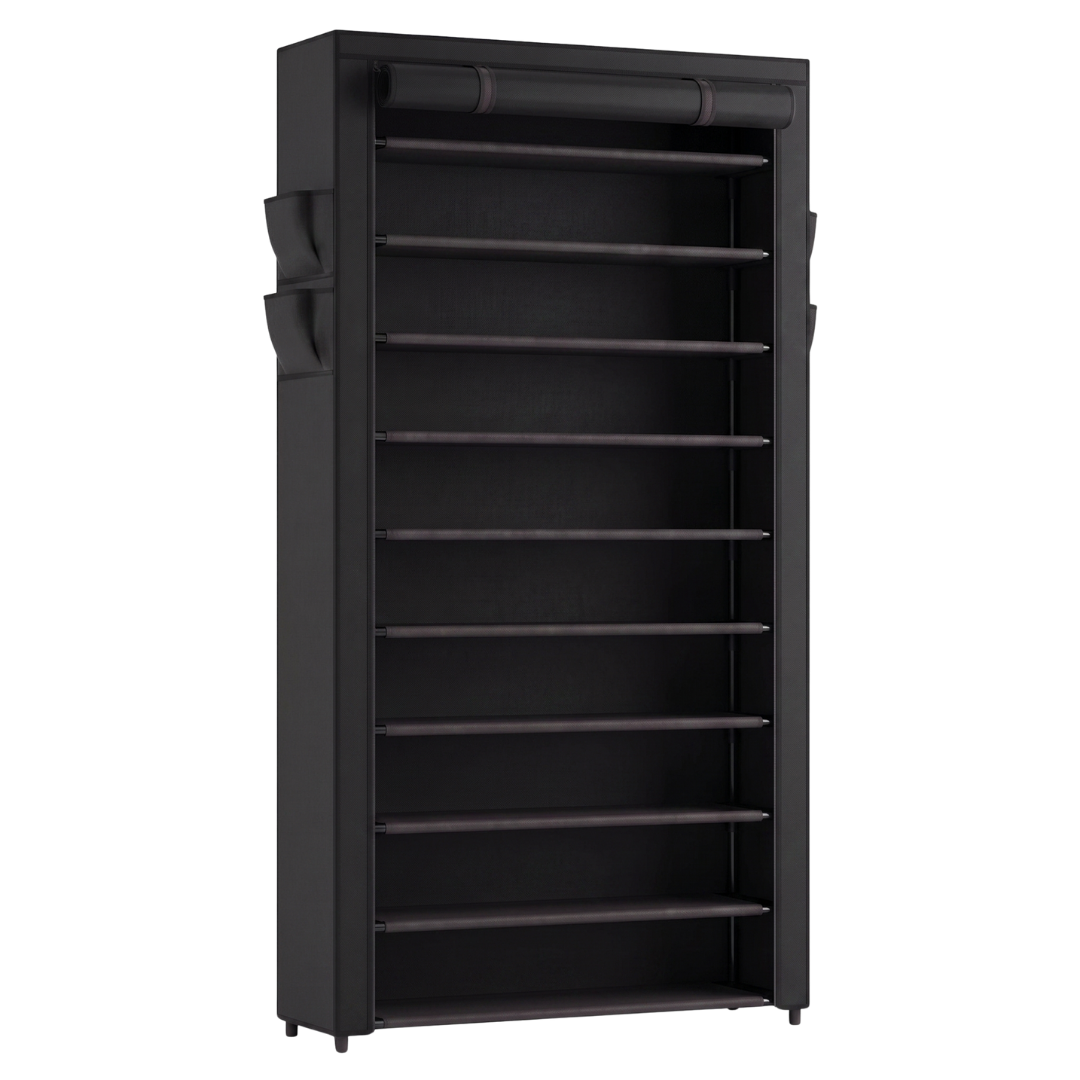 Shoe Organizer with 10 Tiers and Dust Cover for Entryways and Closets