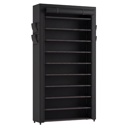 Shoe Organizer with 10 Tiers and Dust Cover for Entryways and Closets