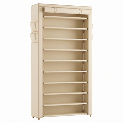 Shoe Organizer with 10 Tiers and Dust Cover for Entryways and Closets