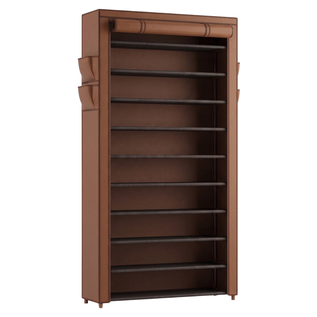 Shoe Organizer with 10 Tiers and Dust Cover for Entryways and Closets