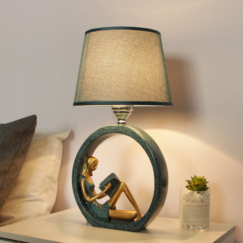 Enchanting Girl Book Lover Table Lamp in Blue