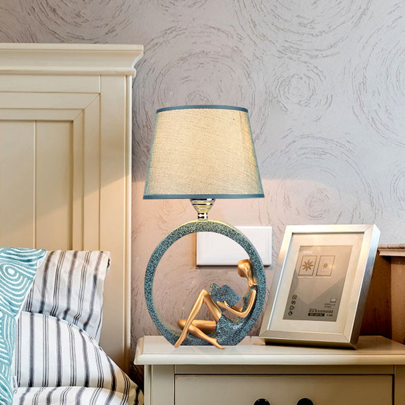 Enchanting Girl Book Lover Table Lamp in Blue