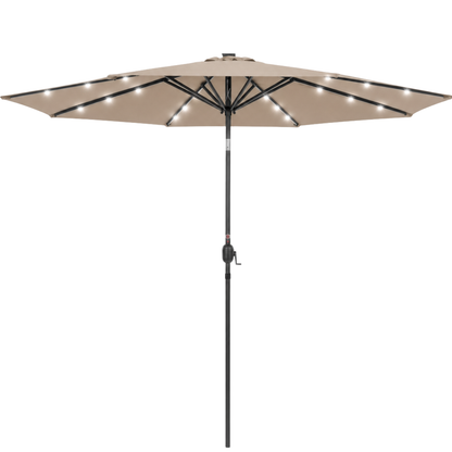 10-Foot Outdoor Solar LED Umbrella with Crank and Tilt Feature