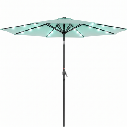 10-Foot Outdoor Solar LED Umbrella with Crank and Tilt Feature