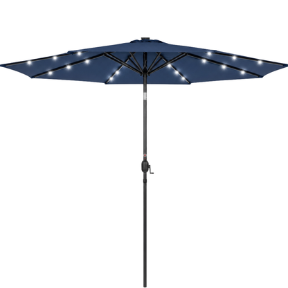 10-Foot Outdoor Solar LED Umbrella with Crank and Tilt Feature