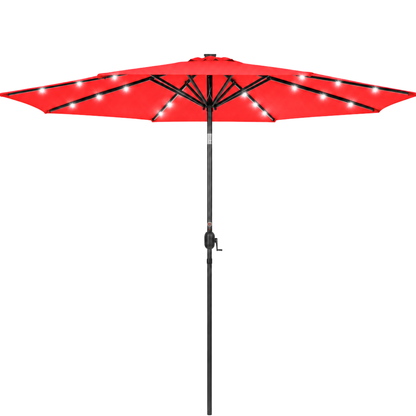 10-Foot Outdoor Solar LED Umbrella with Crank and Tilt Feature