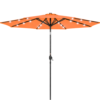 10-Foot Outdoor Solar LED Umbrella with Crank and Tilt Feature