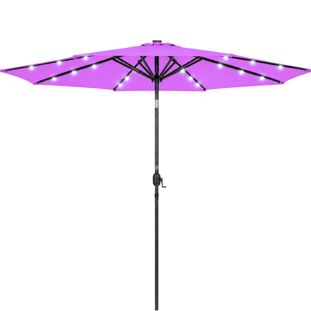 10-Foot Outdoor Solar LED Umbrella with Crank and Tilt Feature