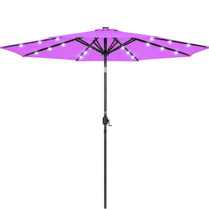 10-Foot Outdoor Solar LED Umbrella with Crank and Tilt Feature