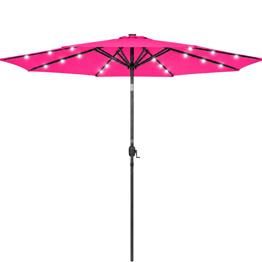 10-Foot Outdoor Solar LED Umbrella with Crank and Tilt Feature