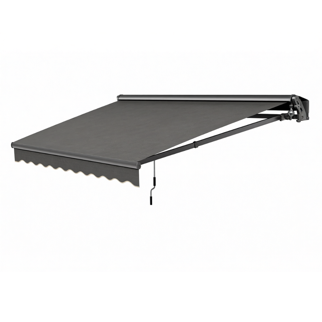 10x8 ft Adjustable Crank Manual Patio Awning - Retractable Design