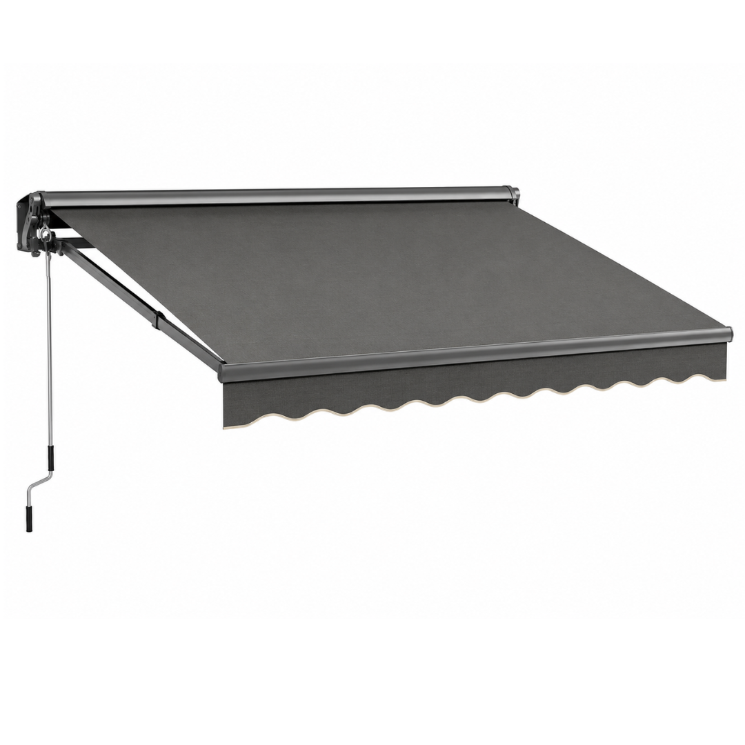 10x8 ft Adjustable Crank Manual Patio Awning - Retractable Design