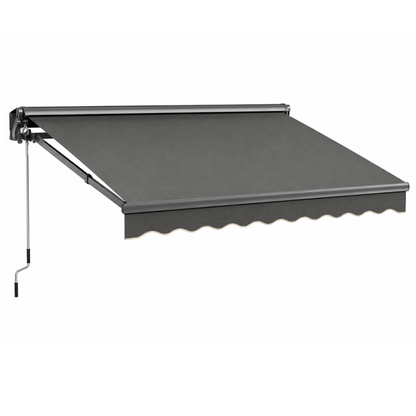 10x8 ft Adjustable Crank Manual Patio Awning - Retractable Design