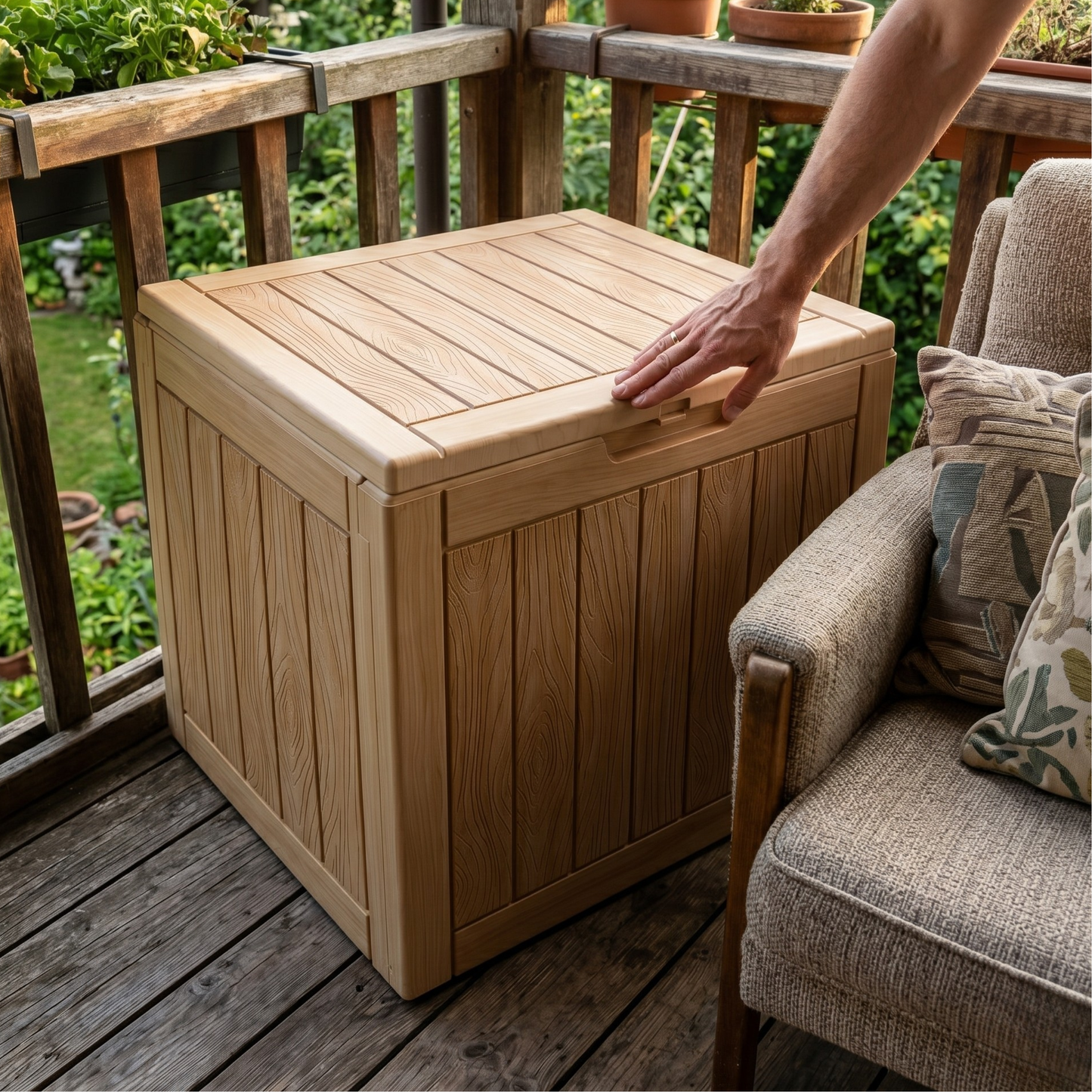 Interlocking Resin Storage Box 113.6 L with Panel Frame Design
