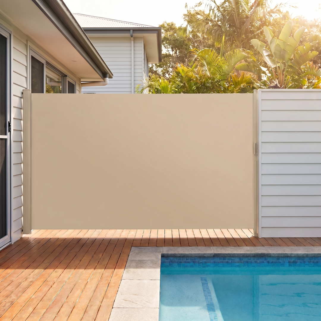 Outdoor Patio Privacy Screen - Retractable Side Awning 118 x 71 Inches