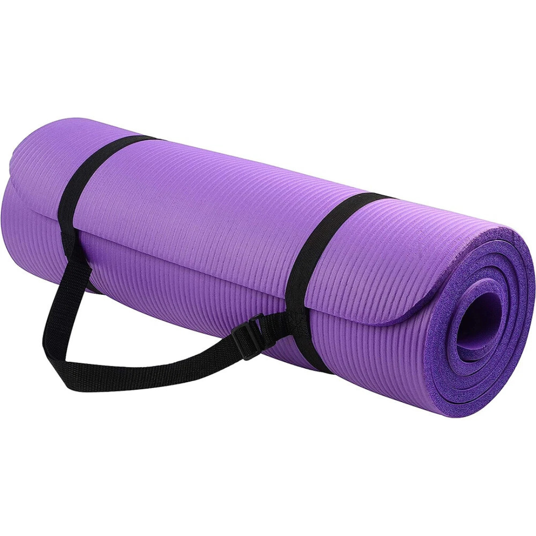 Thick Exercise Mat with Strap – Non-Slip Yoga Surface
