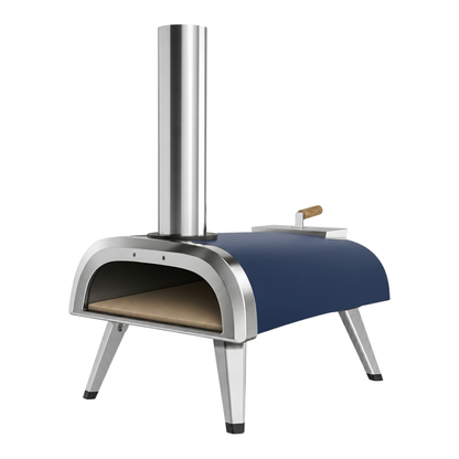 Stainless Steel Wood Pellet Pizza Oven with 12-Inch Cooking Surface and Folding Legs