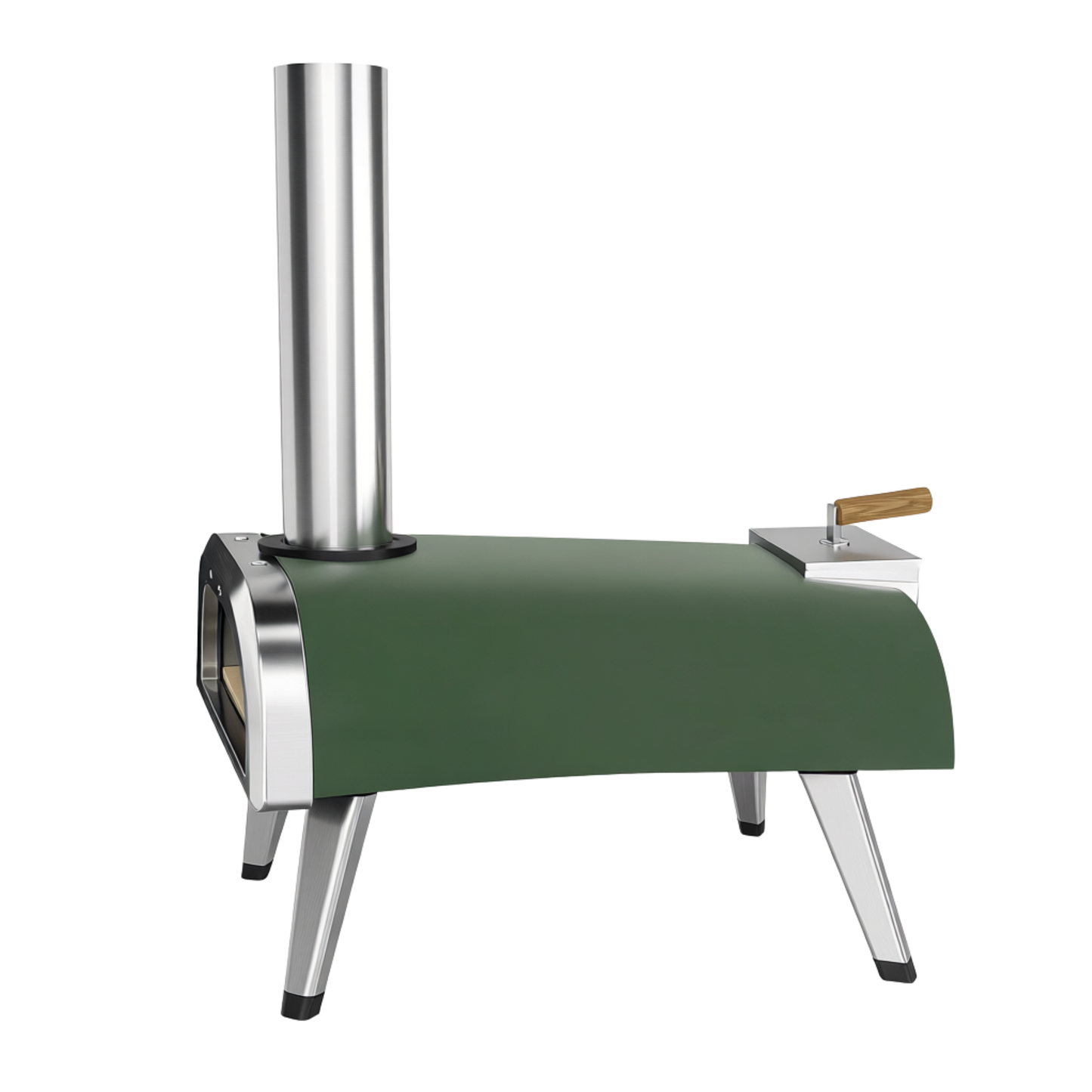 Stainless Steel Wood Pellet Pizza Oven with 12-Inch Cooking Surface and Folding Legs