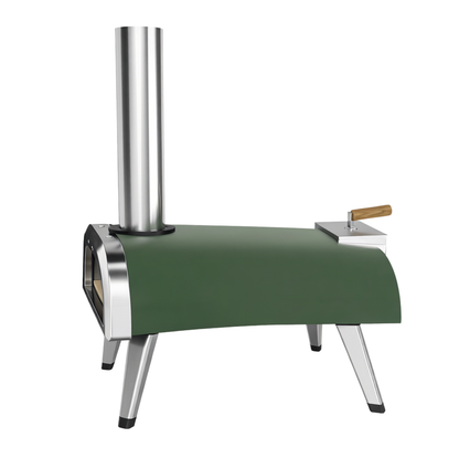 Stainless Steel Wood Pellet Pizza Oven with 12-Inch Cooking Surface and Folding Legs