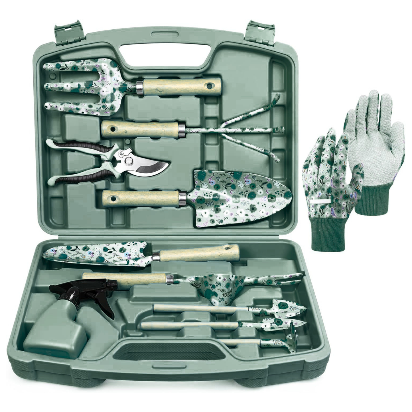Garden Tool Set of 12 with Carrying Case for Outdoor Tasks