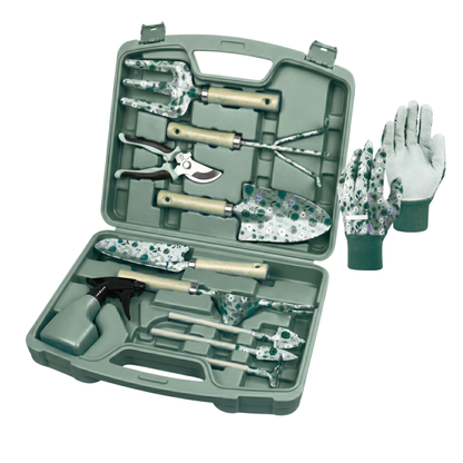 Garden Tool Set of 12 with Carrying Case for Outdoor Tasks