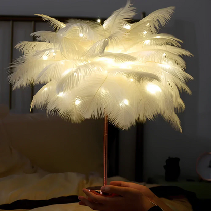 Feathered Serenity Table Lamp with Stylish Metal Stand