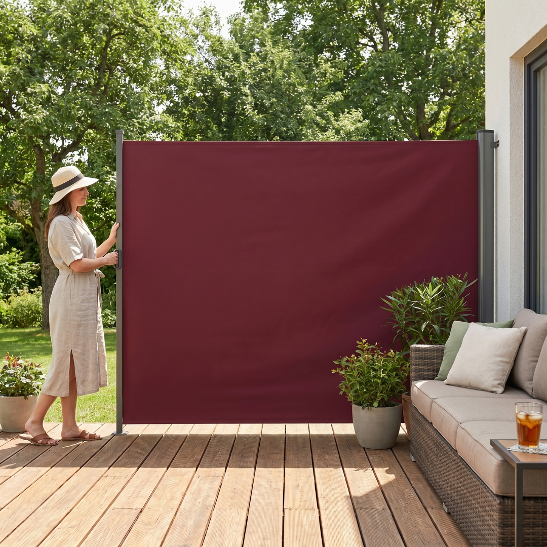 Retractable Privacy Screen Awning 126 inches for Garden Patio