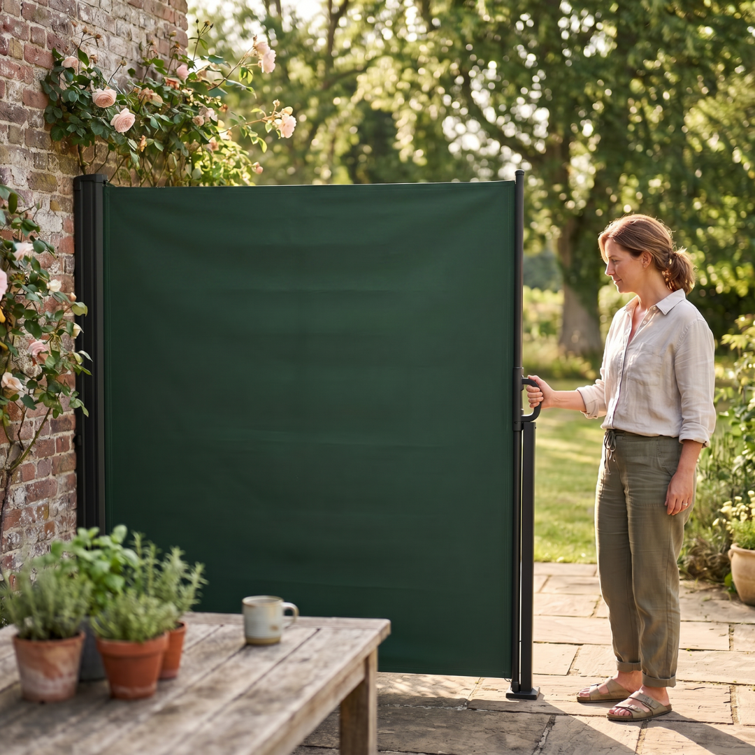 71-Inch High Retractable Privacy Screen Awning - 138 Inches Wide