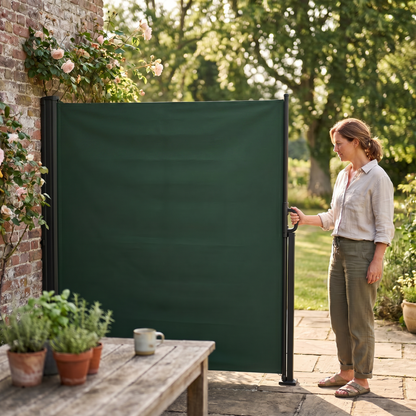 71-Inch High Retractable Privacy Screen Awning - 138 Inches Wide