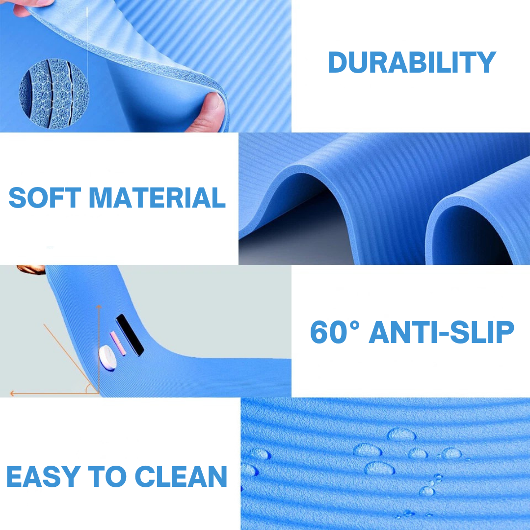 Thick Exercise Mat with Strap – Non-Slip Yoga Surface