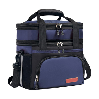 Insulated 16L Lunch Tote with Dual Sections and Adjustable Shoulder Strap